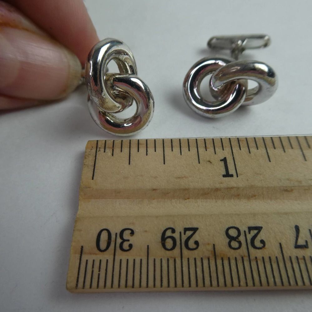 Silver Tone Linked Interlocked Loop Circle Hinged… - image 8